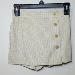 Aritzia Sunday Best Heather Mini Skort White Blue Yellow Plaid Women's Size 00